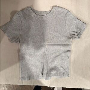 Crewneck Ribbed T-Shirt - Gray